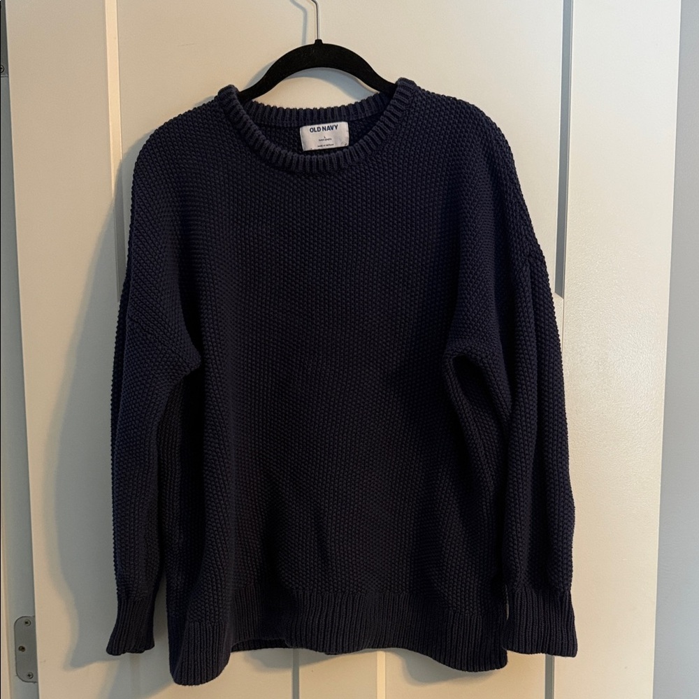 Old Navy Navy Blue Textured Knit Sweater